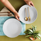 Ceramic Emboss Rim Dinner Plate -Grey (Set of 2) - The Decor Mart 