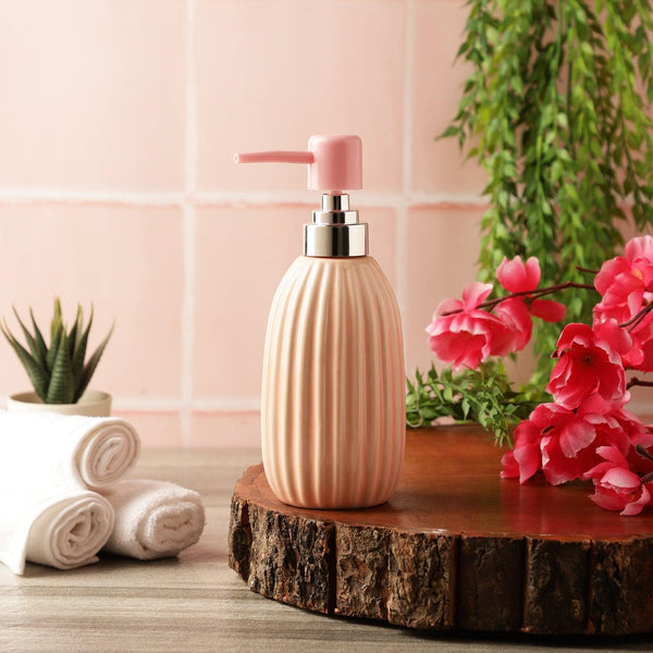 Ribbed Ceramic Peach Dispenser - The Decor Mart 