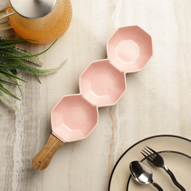 Ceramic Octa Serving Bowl- Pink - The Decor Mart 