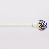 Handpainted Bloom Ceramic Finial Extendable Curtain Rod White 19MM (Hardware Included) - The Decor Mart 