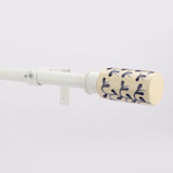 Handpainted Cylinder Ceramic Finial Extendable Curtain Rod White 19MM (Hardware Included) - The Decor Mart 