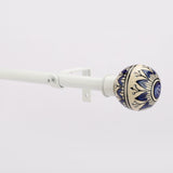 Handpainted Botanic Ceramic Finial Extendable Curtain Rod White 19MM (Hardware Included) - The Decor Mart 
