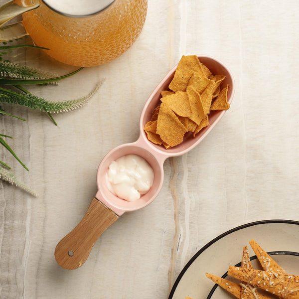 Ceramic Chip & Dip Serving Bowl- Pink - The Decor Mart 