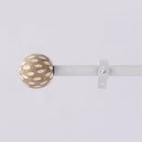White Distressed Wooden  Finial Extendable Single Curtain Rod White 19MM (Hardware Included) - The Decor Mart 
