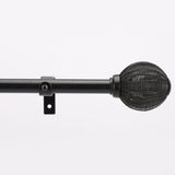 Metal Weave Finial Extendable Curtain Rod Black 19MM (Hardware Included) - The Decor Mart 