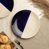 Ceramic Half Moon Blue Dinner Plate- Set of 2 - The Decor Mart 