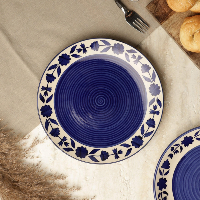 Ceramic Blue Pottery Dinner Plate- Set Of 2 - The Decor Mart 
