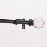Glass Ball Finial Extendable Curtain Rod Black 19MM (Hardware Included) - The Decor Mart 