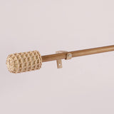 Drum Cane Wrap Finial Extendable Single Curtain Rod Beige 19MM (Hardware Included) - The Decor Mart 
