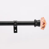 Coral Glass Bloom Finial Extendable Curtain Rod Black 19MM (Hardware Included) - The Decor Mart 