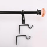 Coral Glass Bloom Finial Extendable Curtain Rod Black 19MM (Hardware Included) - The Decor Mart 