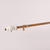 White Distressed Vintage Wooden Finial Extendable Single Curtain Rod Beige 19MM (Hardware Included) - The Decor Mart 