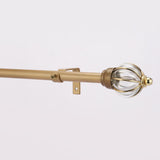 Glass Metal Royal Finial Extendable Curtain Rod Gold 19MM (Hardware Included) - The Decor Mart 