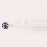 Mughal Art Finial Extendable Double Curtain Rod White 19MM (Hardware Included) - The Decor Mart 