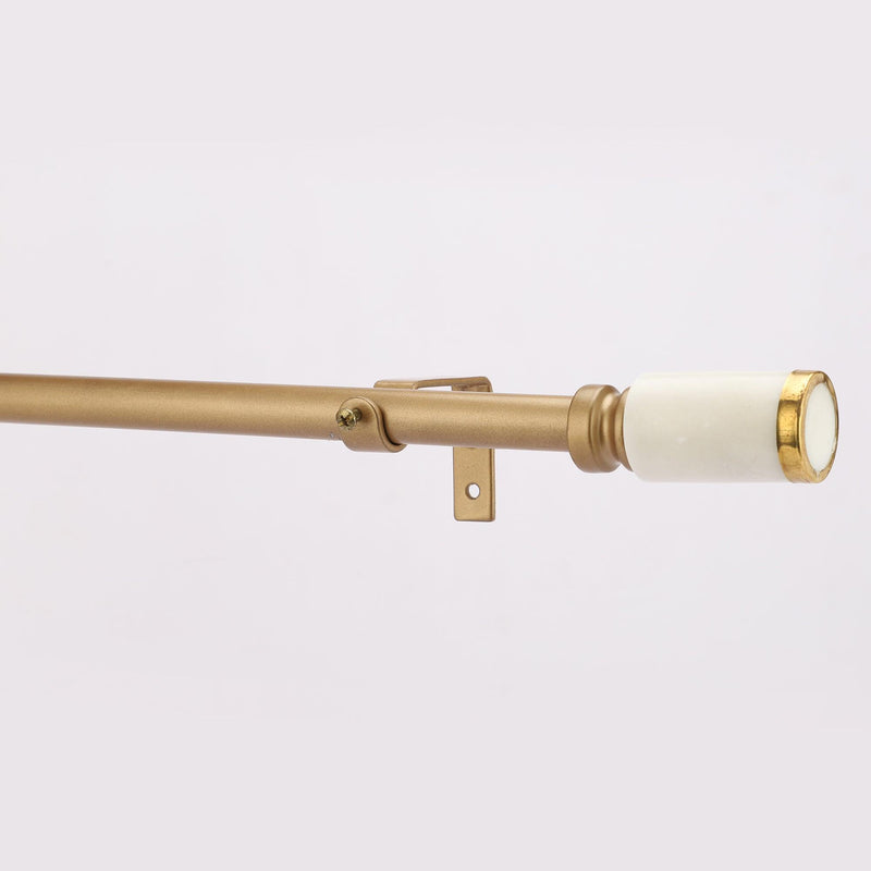 Marble Finial Extendable Curtain Rod Gold 19MM (Hardware Included) - The Decor Mart 