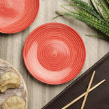 Ceramic Red Spiral Quarter Plate- Set Of 2 - The Decor Mart 