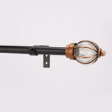 Glass Metal Royal Finial Extendable Curtain Rod Black 19MM (Hardware Included) - The Decor Mart 
