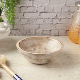 Wooden Salad Bowl Distressed   White - The Decor Mart 