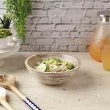 Wooden Salad Bowl Distressed   White - The Decor Mart 