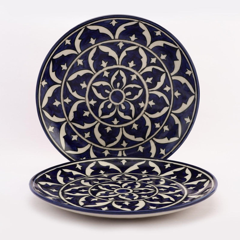 Ceramic Royal Blue Dinner Plate- Set  Of 2 - The Decor Mart 