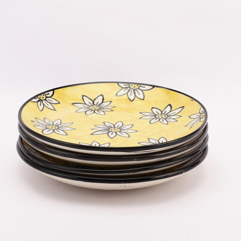 Ceramic Flora Quarter Plate- Set Of 4 - The Decor Mart 