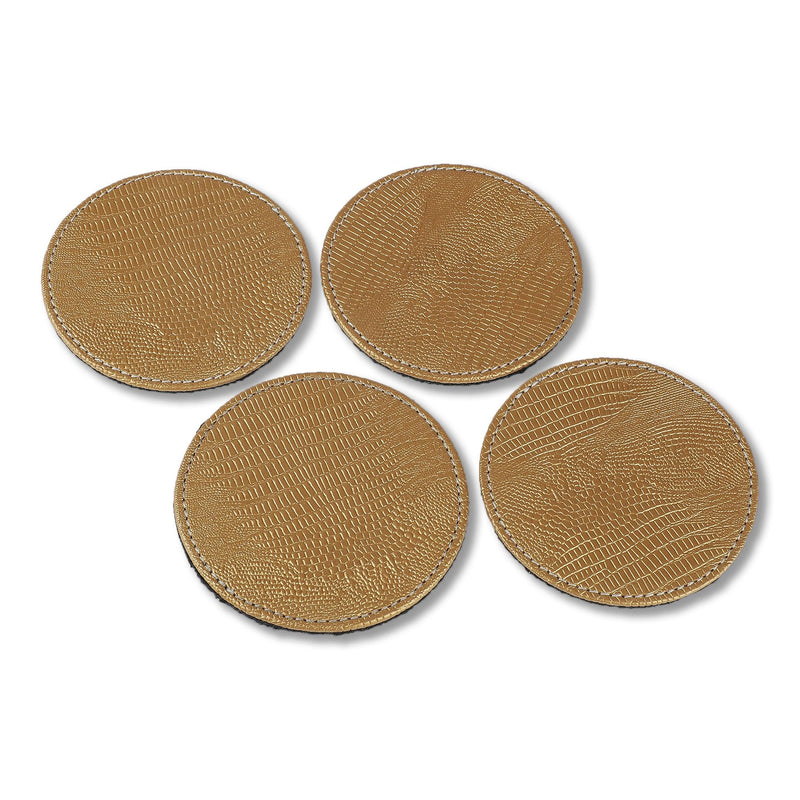 Leather Coasters- Golden(Pack Of 4) - The Decor Mart 