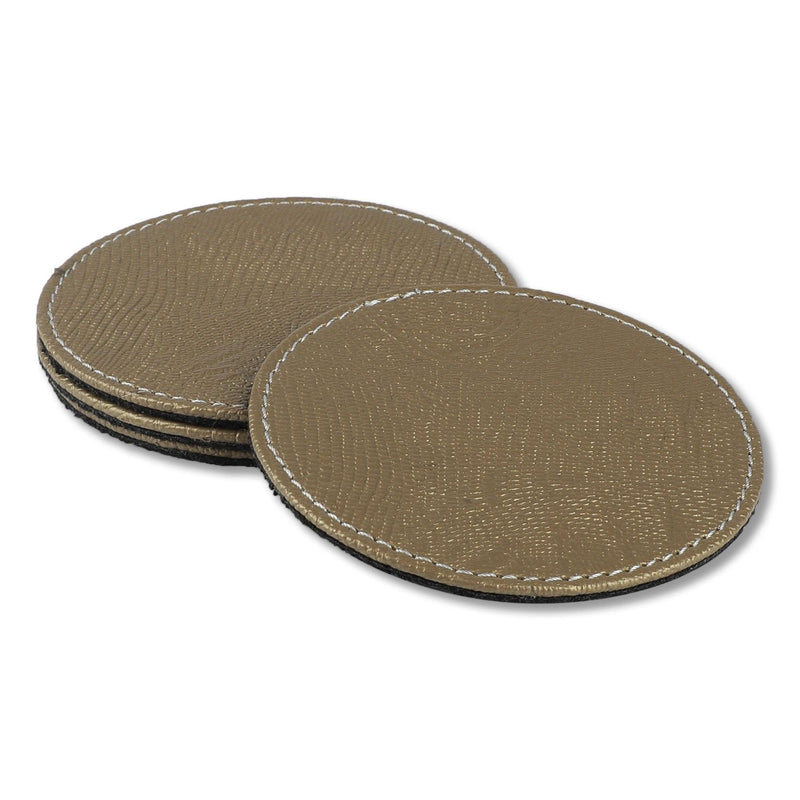 Leather Coasters- Champagne (Pack Of 4) - The Decor Mart 