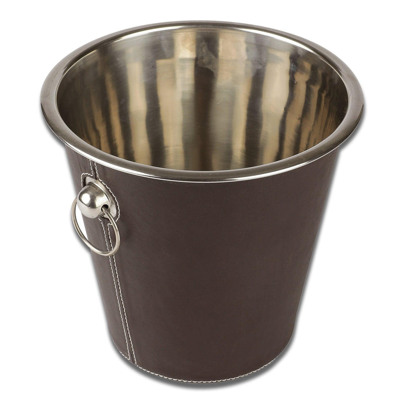 Leather Ice Bucket- Brown - The Decor Mart 