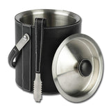 The Decor Mart Faux Leather Ice Bucket With Ice Tongs - The Decor Mart 