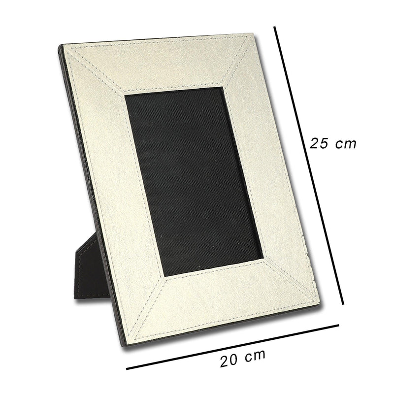 Leather Photo Frame- Silver - The Decor Mart 