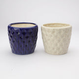 The Decor Mart Oxford Blue And Spotted Off-White Handcrafted Textured  Ceramic Planter - Set Of 2 - The Decor Mart 