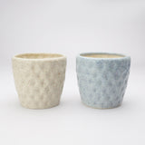 The Decor Mart Pastel Blue And Spotted Off- White Handcrafted Textured  Ceramic Planter- Set Of 2 - The Decor Mart 