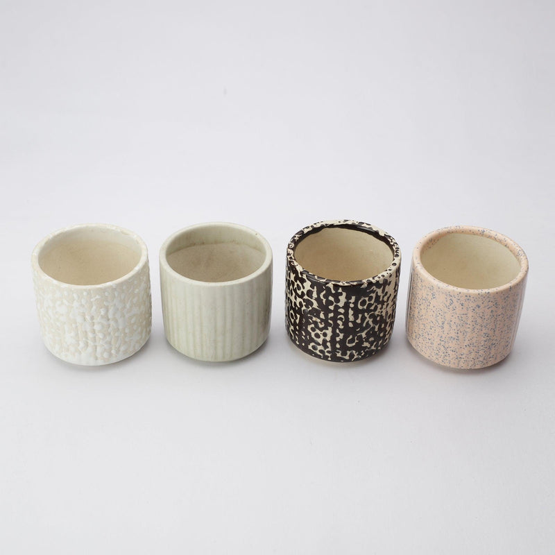 The Decor Mart Tiny Well Textured Handcrafted  Ceramic Planter - Set Of 4 - The Decor Mart 