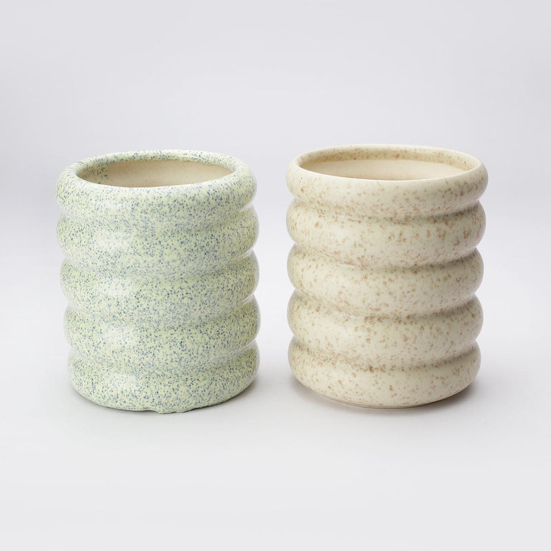 The Decor Mart Ceramic Spotted Ring Handcrafted  Planter - Set Of 2 - The Decor Mart 