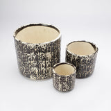 The Decor Mart Black With Beige Spotted Texture Handcrafted Well Ceramic Planter - Set Of 3 - The Decor Mart 