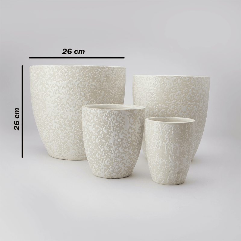 The Decor Mart Beaver With White Spot Texture Ceramic Vase With Built In Drainage Hole - Set Of 4 - The Decor Mart 