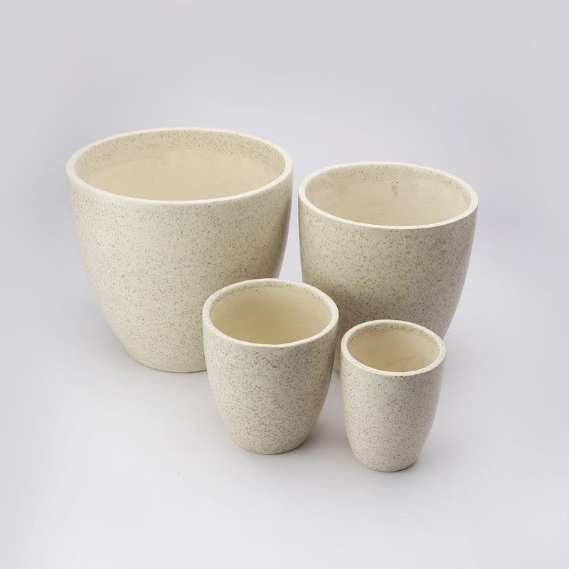 The Decor Mart Pale Grey With Brown Texture Ceramic Vase With Built In Drainage Hole - Set Of 4 - The Decor Mart 