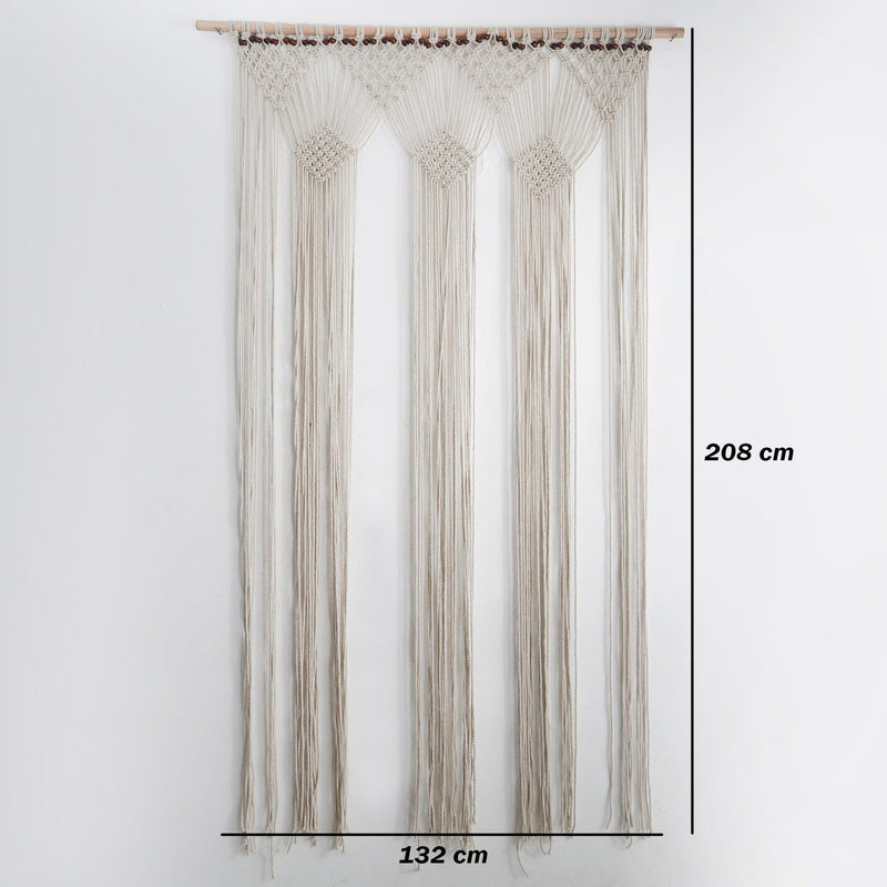 Macrame Curtain Wall Hanging- White - The Decor Mart 