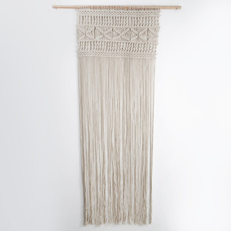 The Decor Mart Macrame Off White Curtains With Geometric Pattern - The Decor Mart 