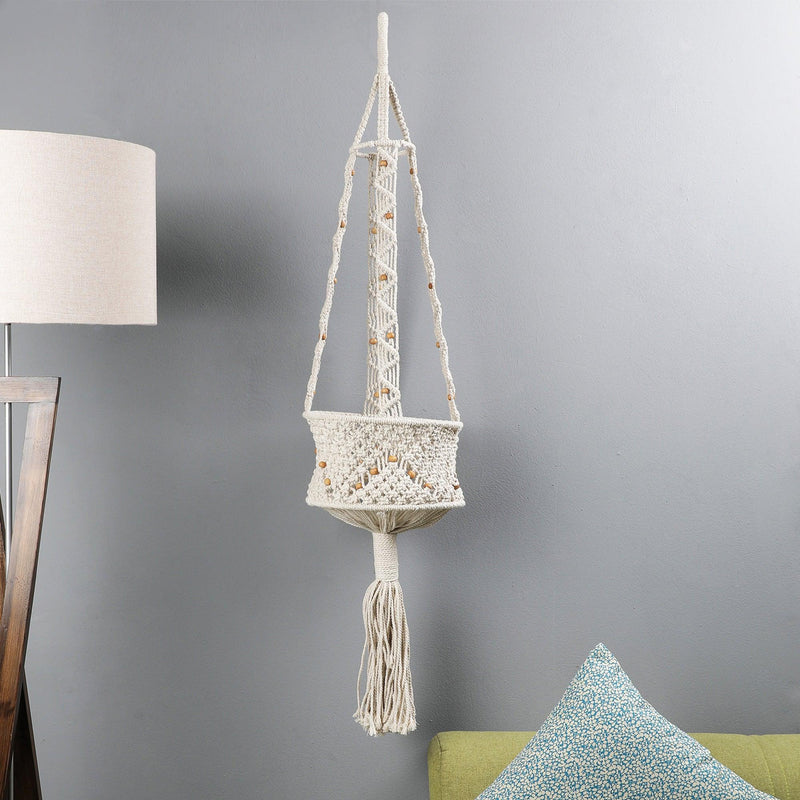 The Decor Mart Handcrafted Macrame With Wooden Beads Planter - The Decor Mart 