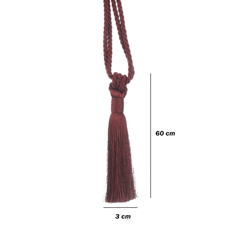 The Decor Mart Curtain Holder And Tassel (Rope Tie-Back Maroon) - Pack Of 2 - The Decor Mart 