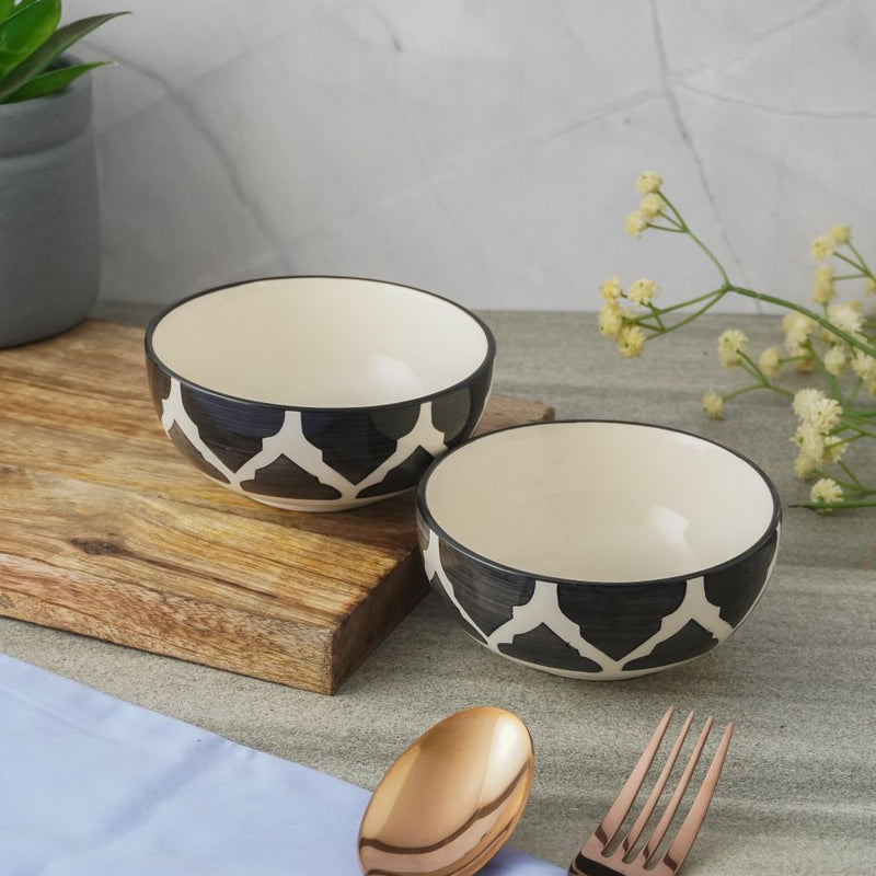 Black Moroccan Ceramic Bowl- Set of 2 