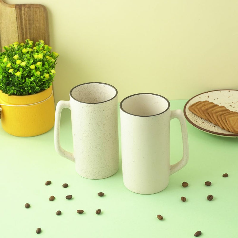 Modern Tall Ceramic Coffee Mug- Set of 2