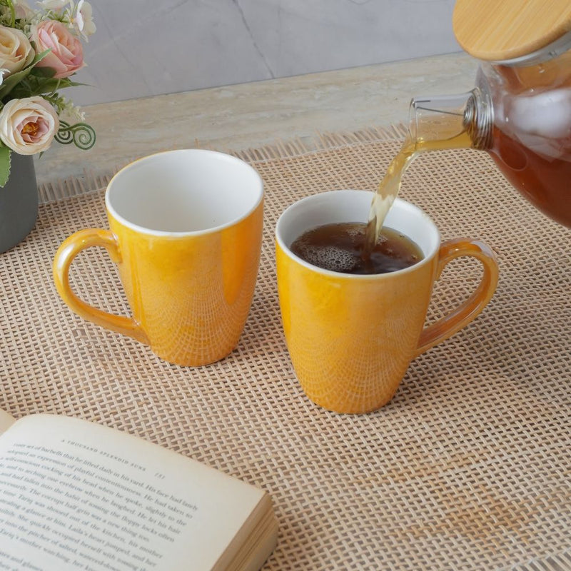 Vintage Gold Ceramic Coffee Mug- Set of 4