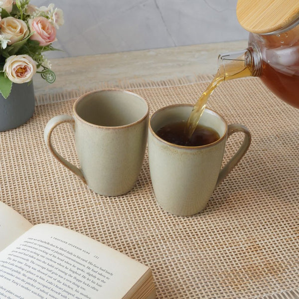 Rustic Grey Ceramic Coffee Mug- Set of 4