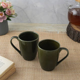 Moss Green Ceramic Coffee Mug- Set of 2