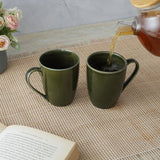 Moss Green Ceramic Coffee Mug- Set of 4
