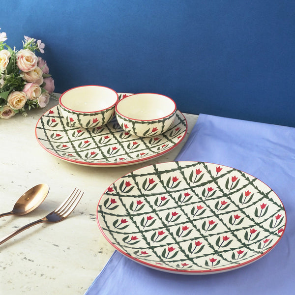 Ferns & Petal Dinner Set- Set of 4