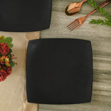 Black Ceramic Square Dinner Plates- Set of 2