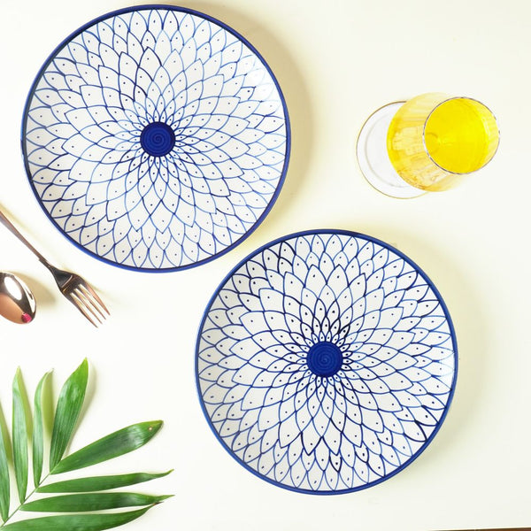 Blue Chakra Ceramic Dinner Plates- Set of 2